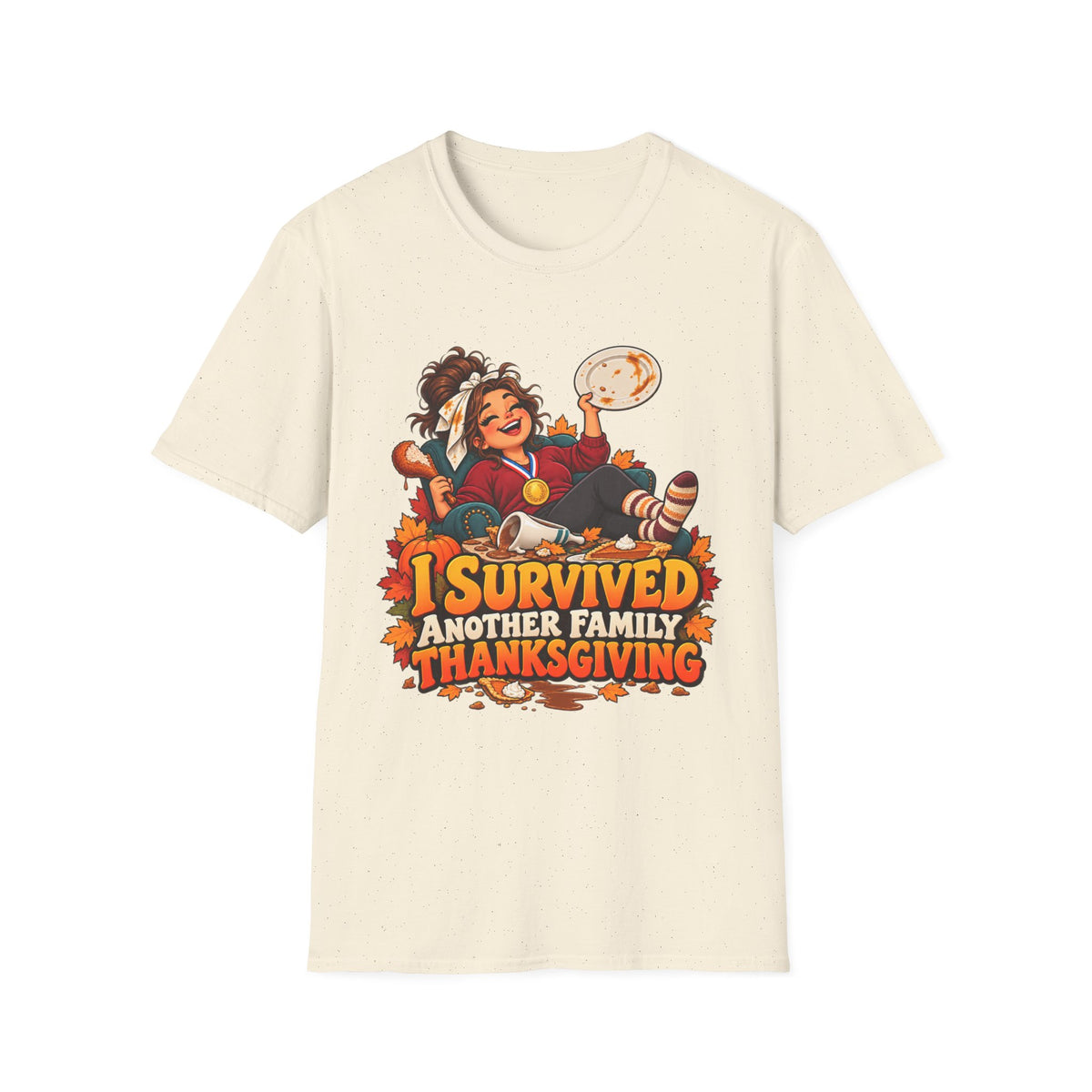 Thanksgiving T-Shirt — “I Survived Another Family Thanksgiving” Funny Holiday Tee