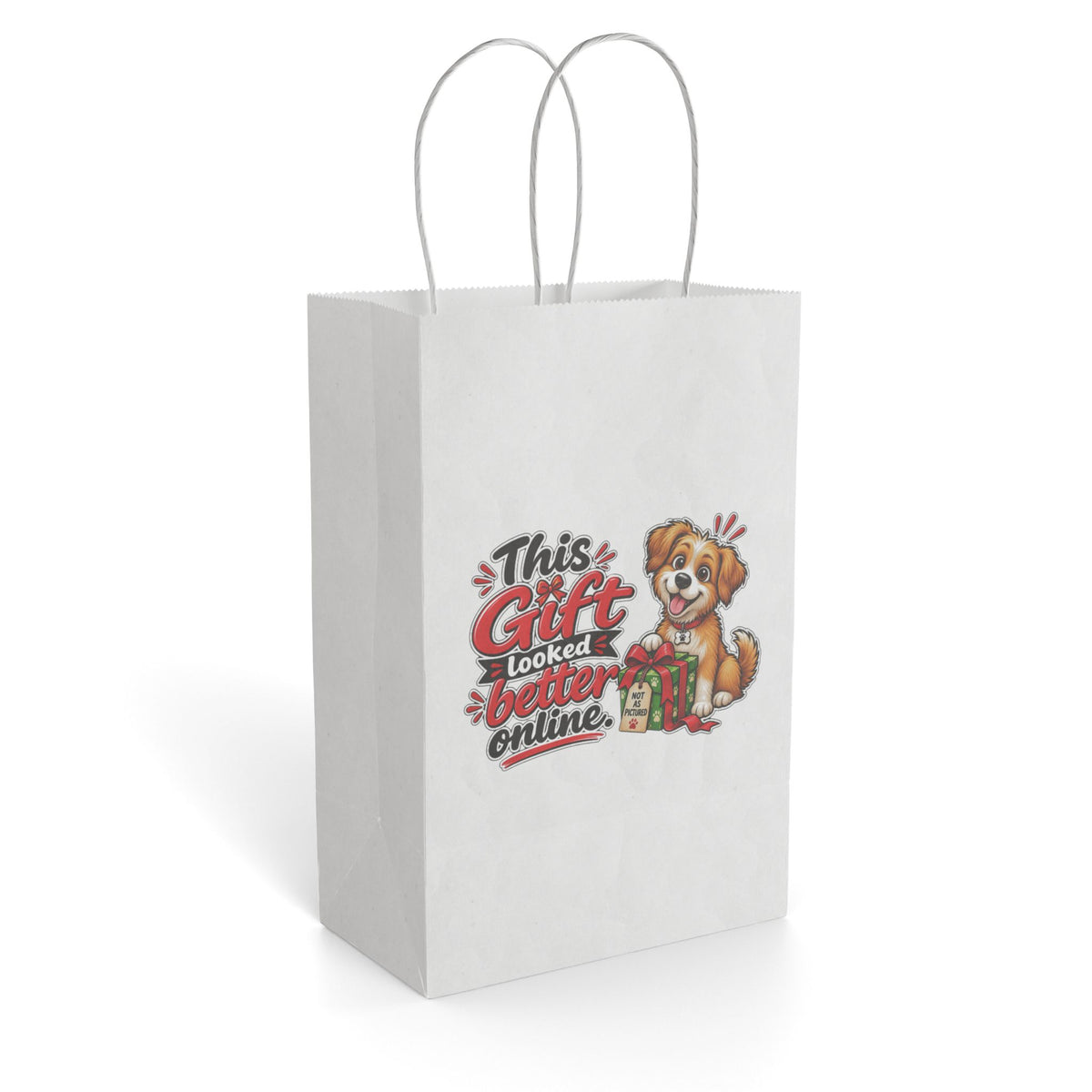 "This Gift Looked Better Online" Gift Bag — 5.5'' x 8.375", White, Paper | The ClawMark Store