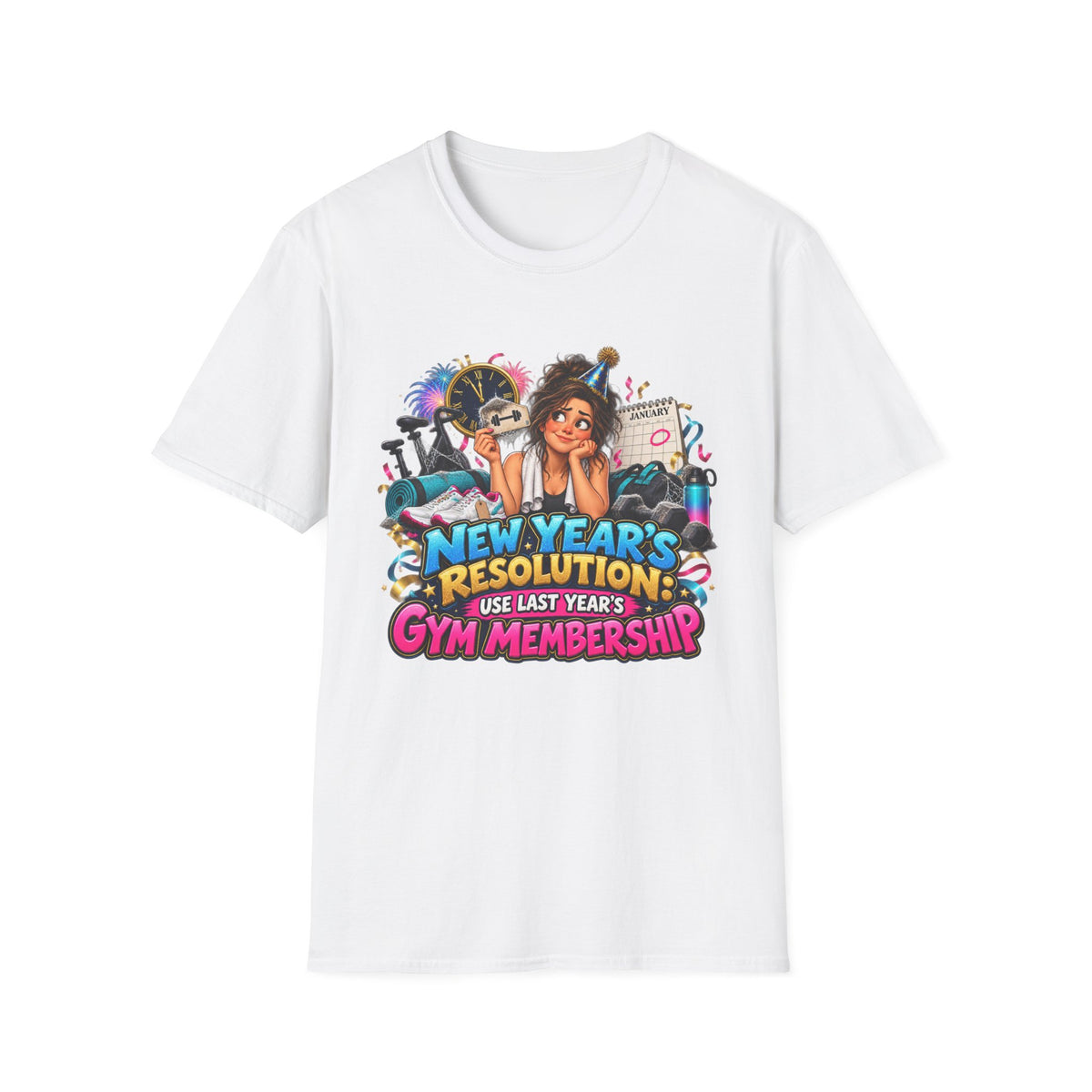 New Year’s Resolution T-Shirt — “Use Last Year’s Gym Membership” Funny Fitness Tee