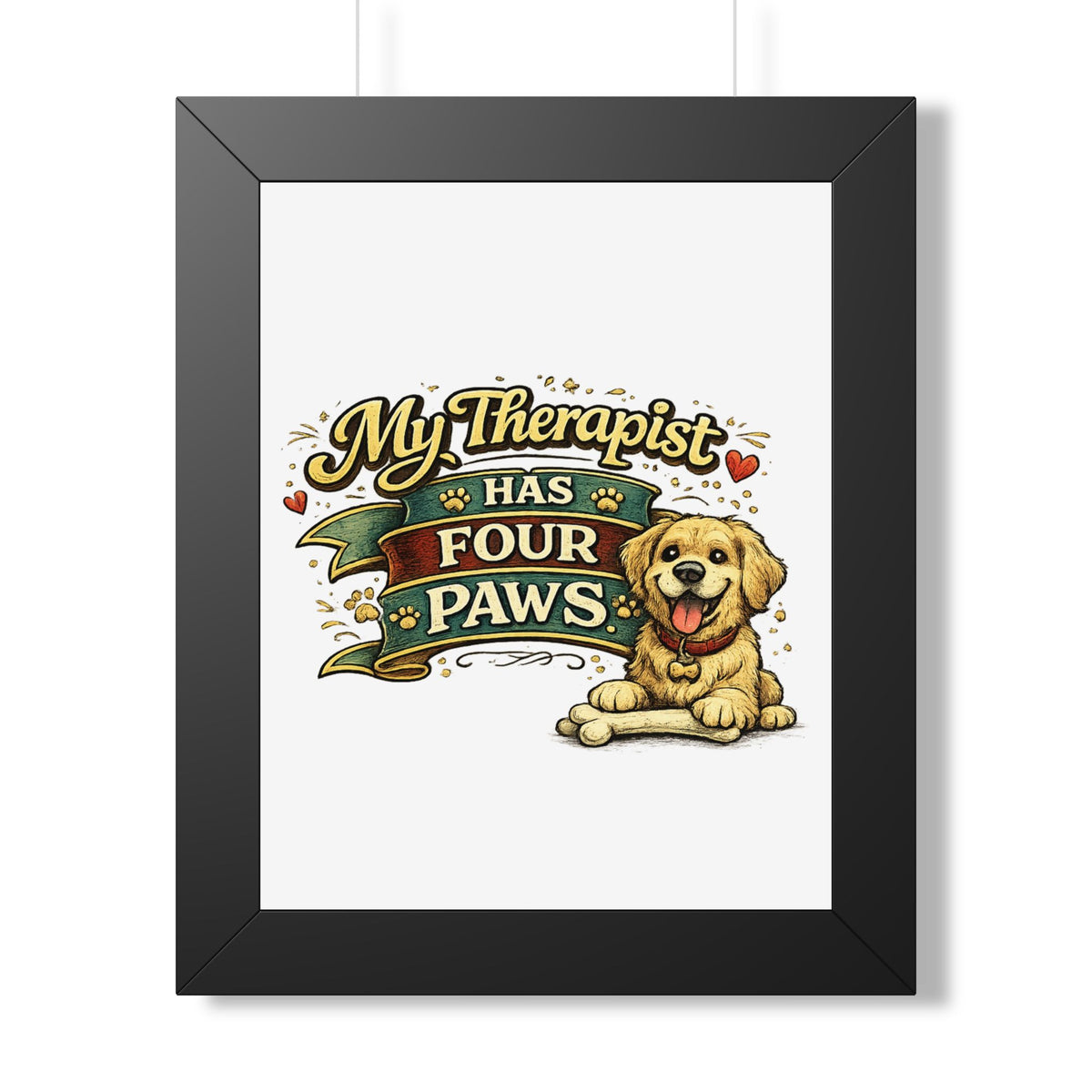 "My Therapist Has Four Paws" Framed Poster — Black, 11" x 14" | The ClawMark Store