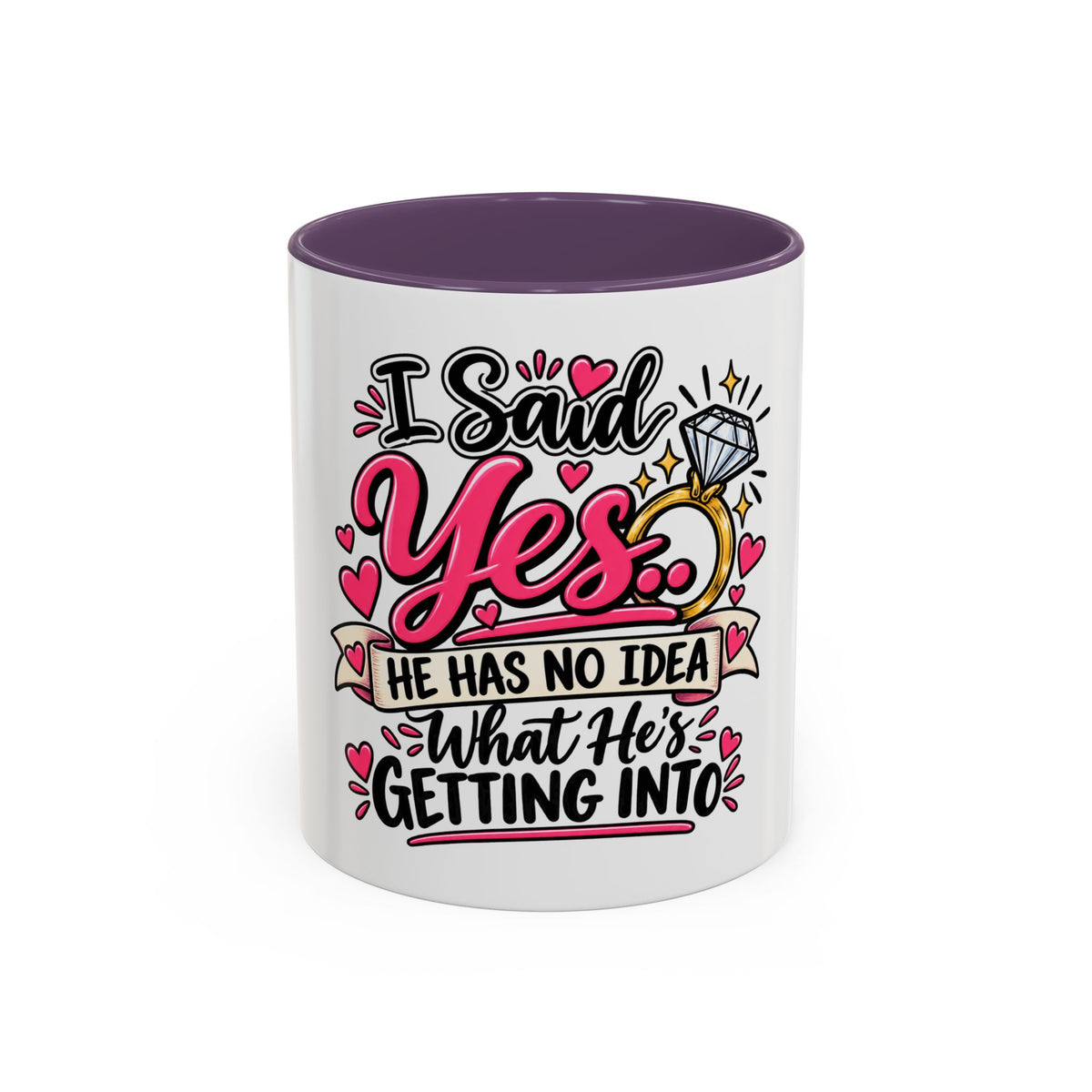 "I Said Yes" Engagement Proposal Mug — Purple, 11oz | The ClawMark Store