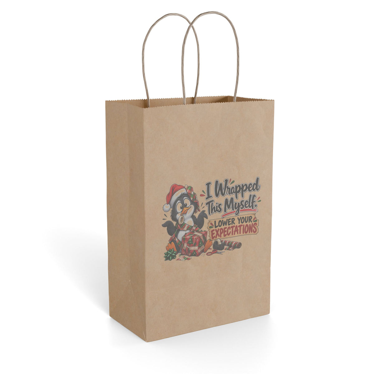 "I Wrapped This Myself, Lower Your Expectations" Gift Bag — 5.5'' x 8.375", Kraft, Paper | The ClawMark Store