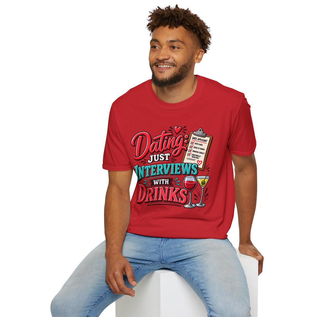 "Dating: Just Interviews with Drinks" T-Shirt — product photo 6 | The ClawMark Store