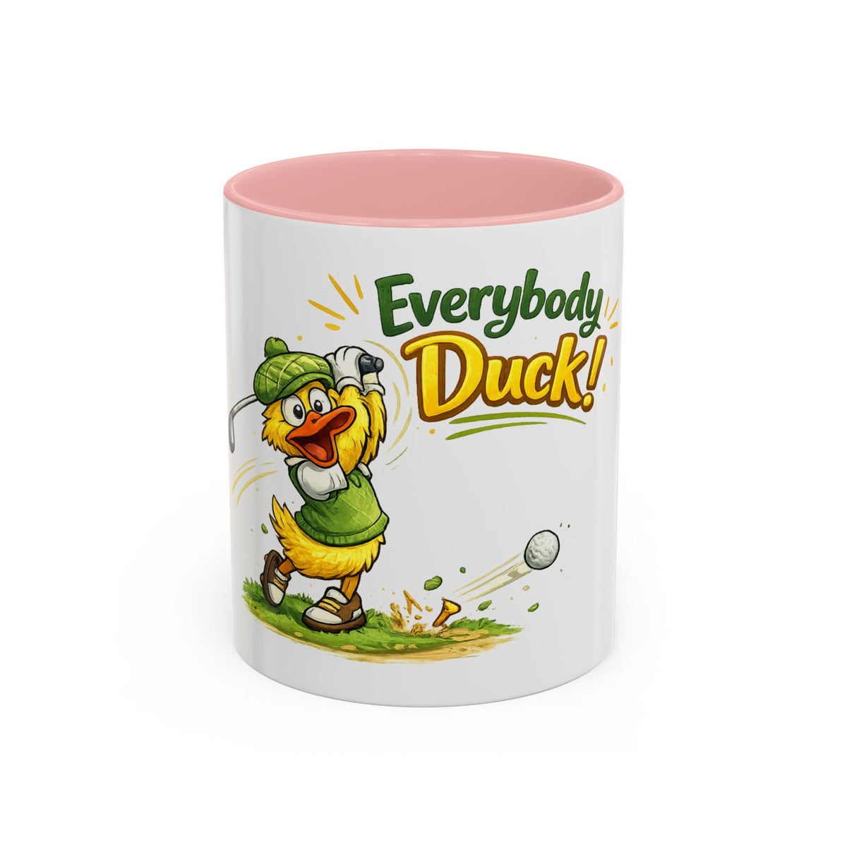Everybody Duck! Golf Duck Accent Coffee Mug (11/15oz) — 11oz, Pink | The ClawMark Store