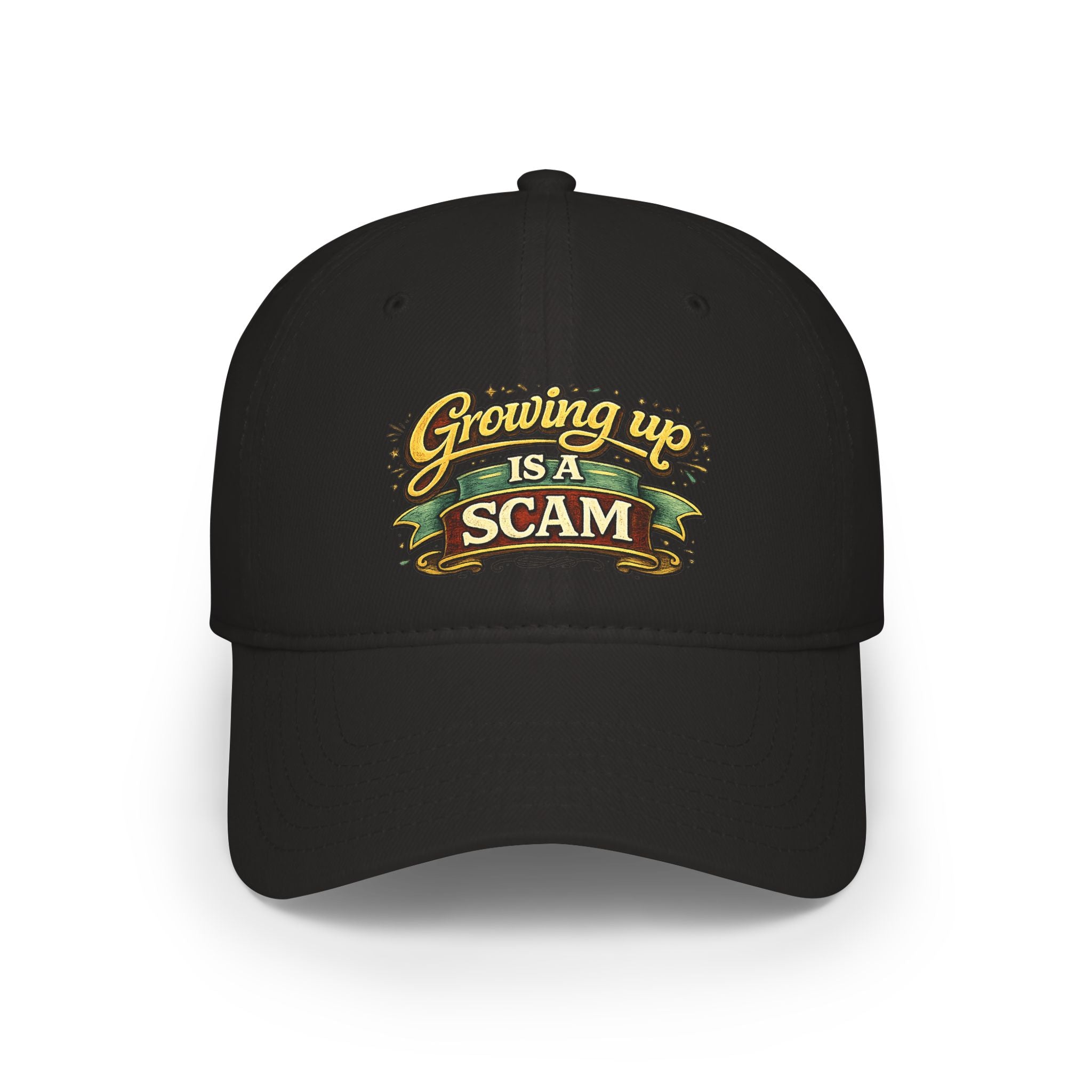 Growing Up Is a Scam | Ball Cap | Embroidered Baseball Hat, Funny Saying