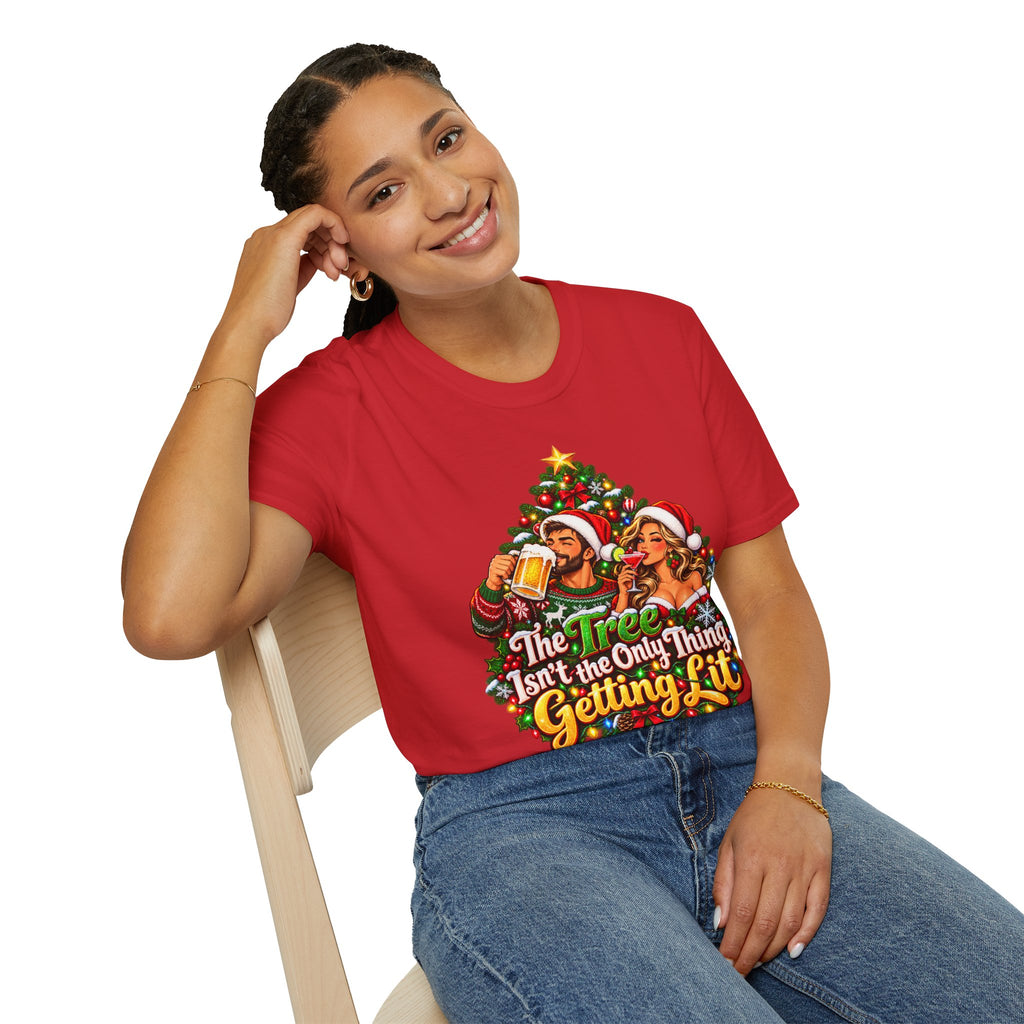 Christmas Party T-Shirt — "The Tree Isn't the Only Thing Getting Lit" Holiday Tee