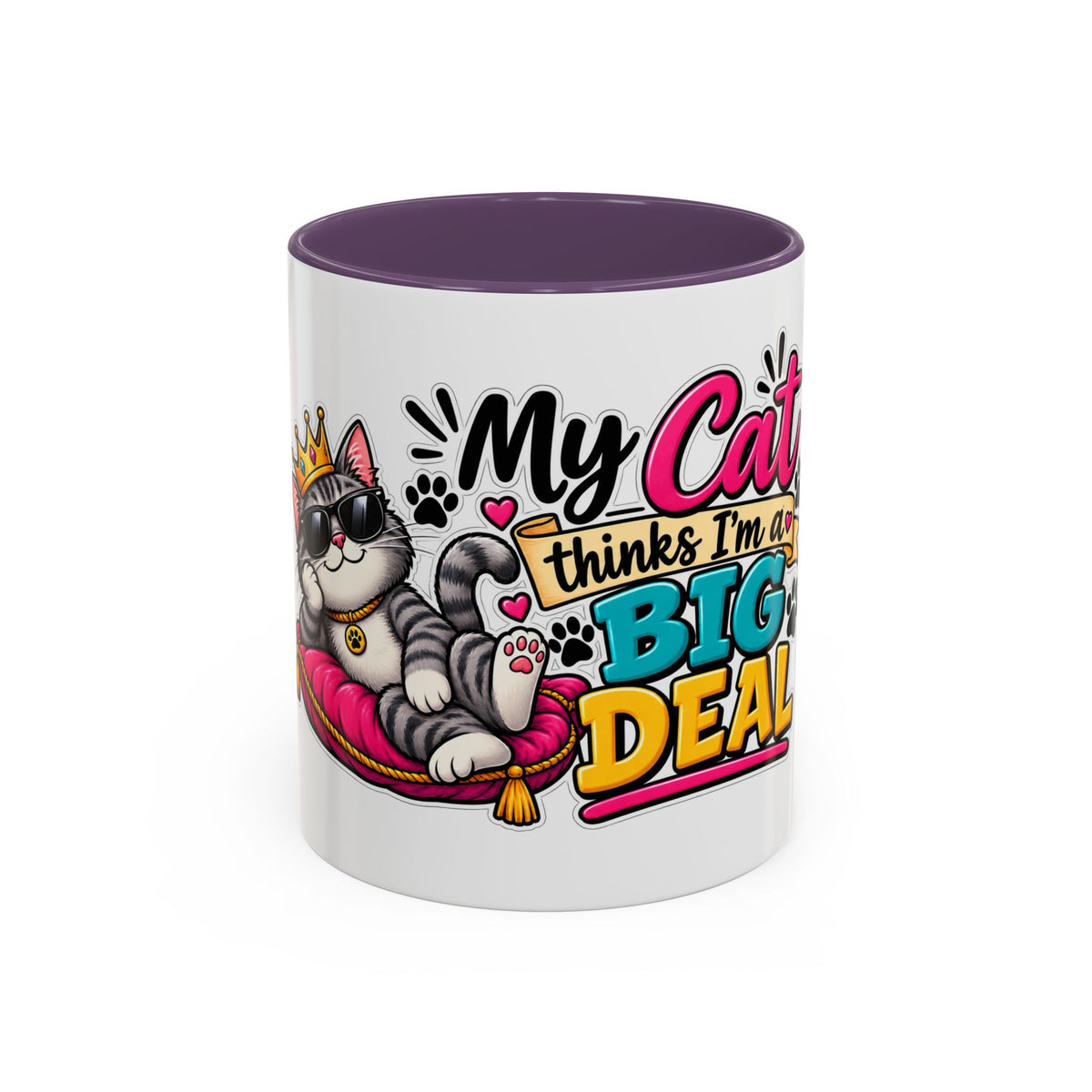 "My Cat Thinks I’m a Big Deal" Coffee Mug (11oz, 15oz) — Purple, 11oz | The ClawMark Store