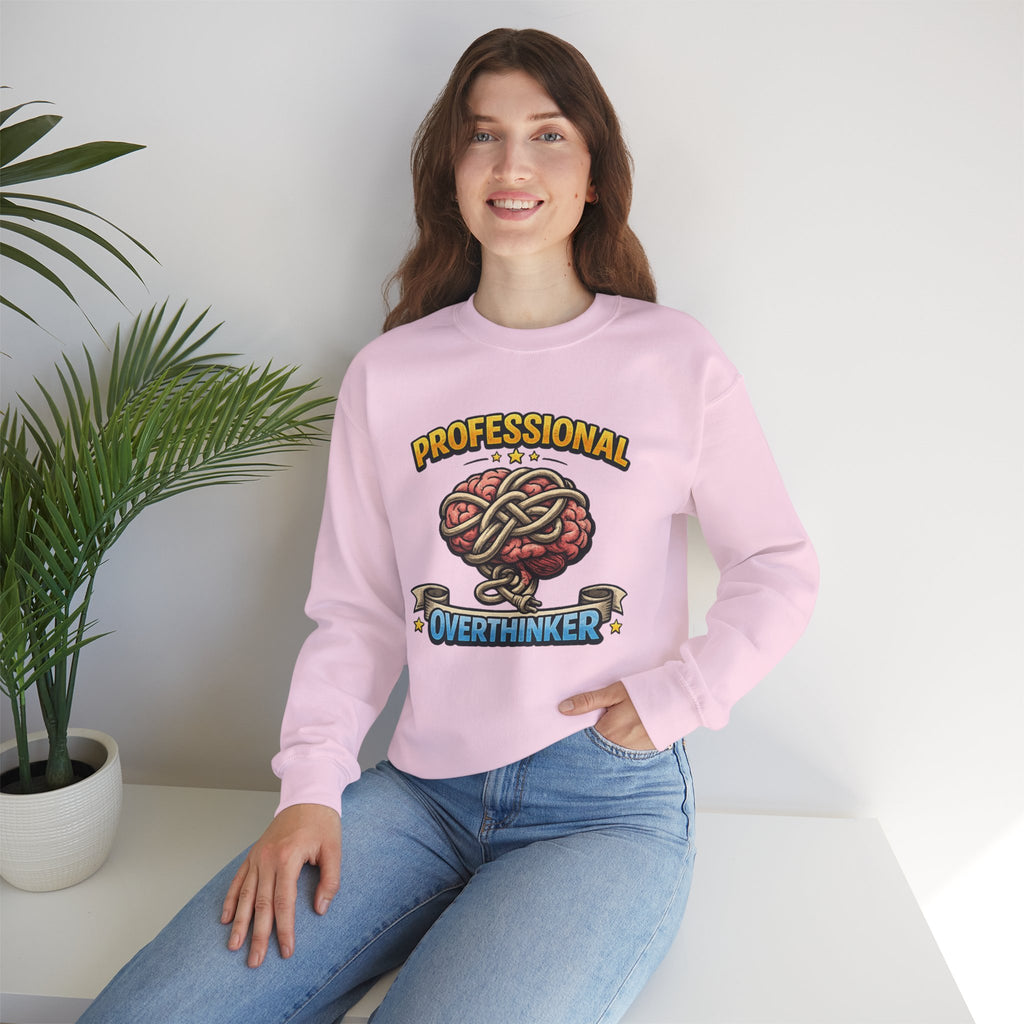 Professional Overthinker Sweatshirt — Funny Brain Knot Crewneck — product photo 5 | The ClawMark Store