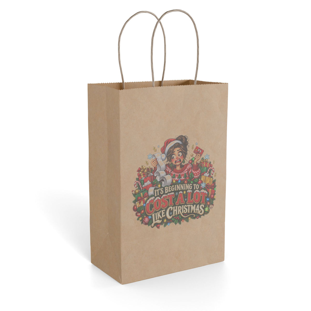 Christmas Gift Bag — "It's Beginning to Cost a Lot Like Christmas" Holiday Shopping Bag