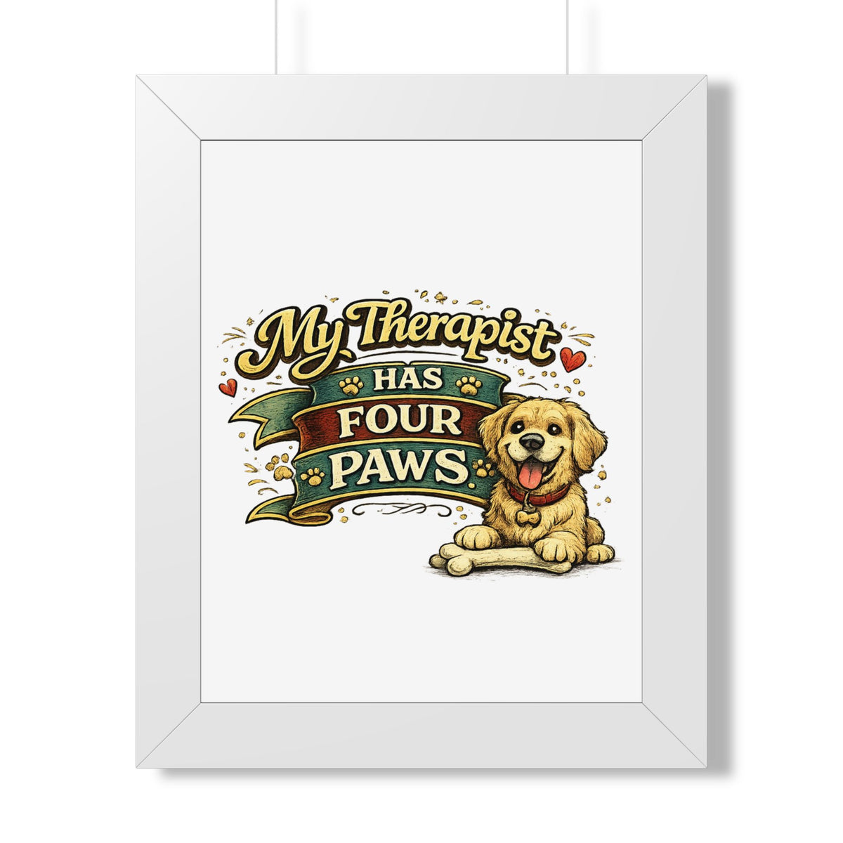 "My Therapist Has Four Paws" Framed Poster — White, 11" x 14" | The ClawMark Store