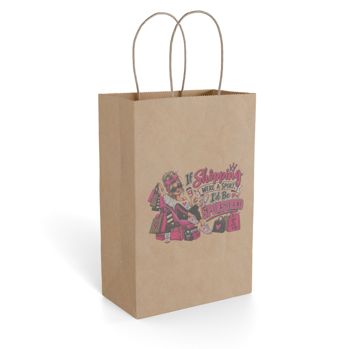 "If Shopping Were a Sport I'd Be Sponsored" Gift Bag — 5.5'' x 8.375", Kraft, Paper | The ClawMark Store