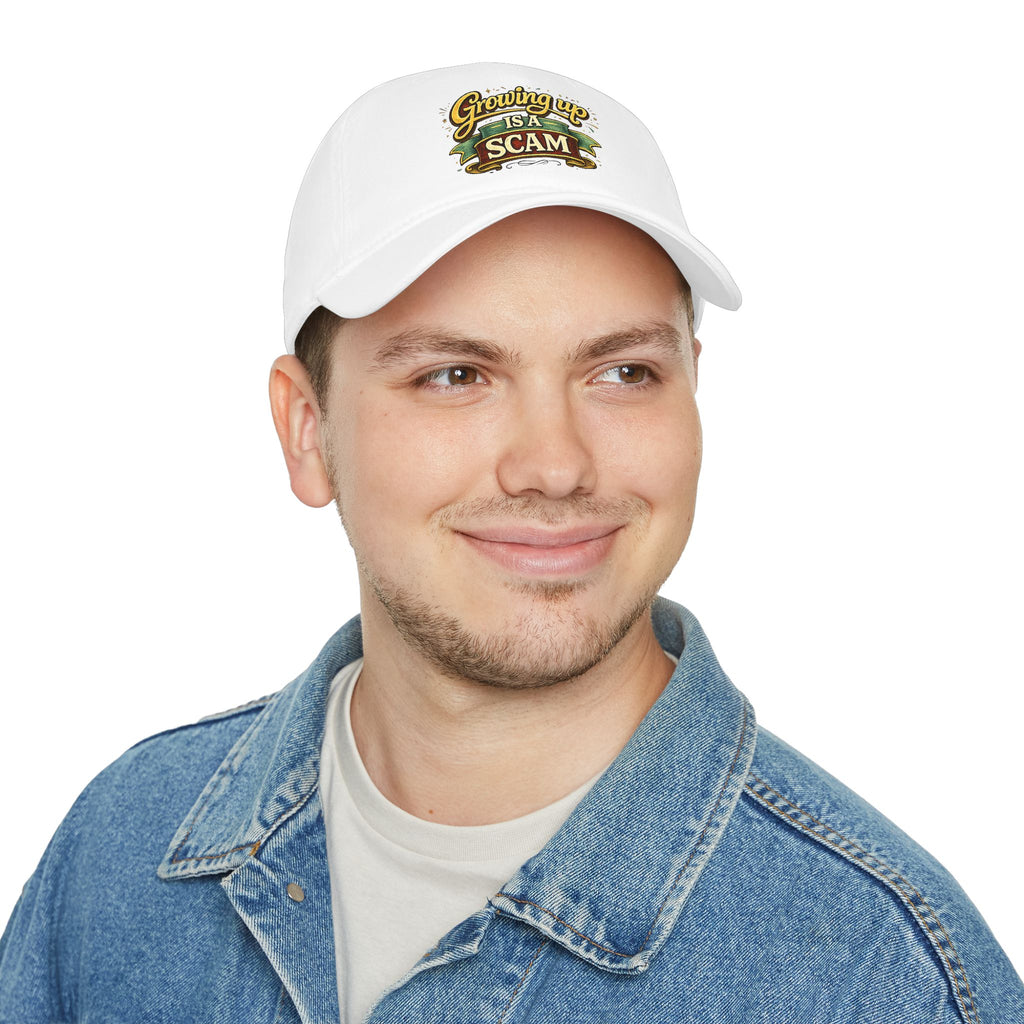 Growing Up Is a Scam | Ball Cap | Embroidered Baseball Hat, Funny Saying