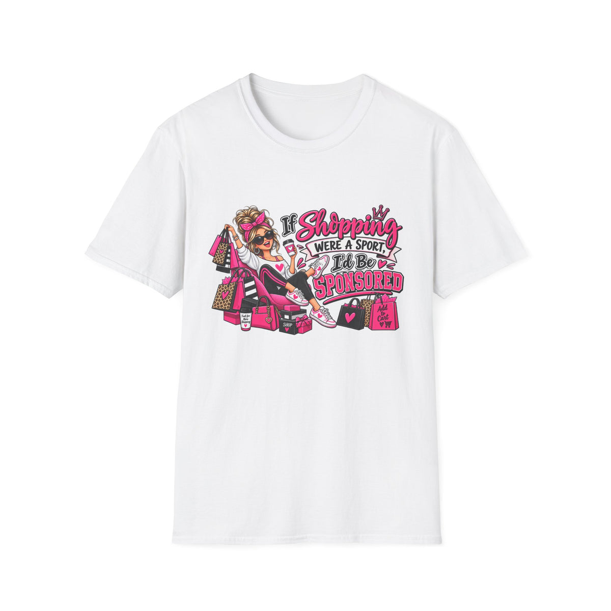 "If Shopping Were a Sport I'd Be Sponsored" T-Shirt — S, White | The ClawMark Store