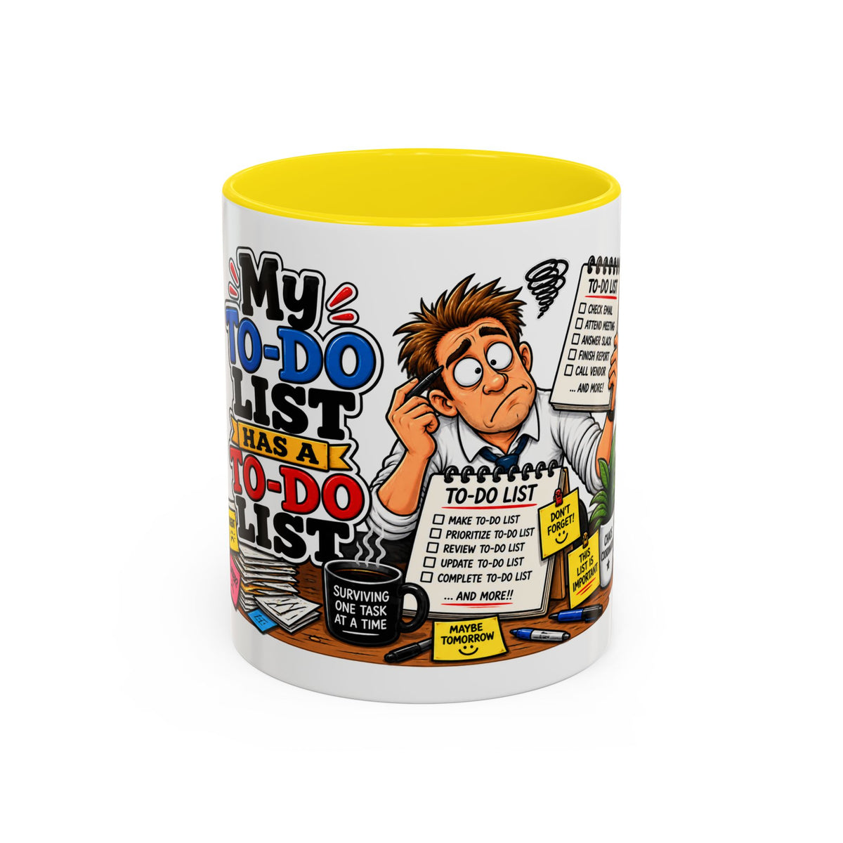 "My To-Do List Has a To-Do List" — Coffee Mug (11oz, 15oz) — 11oz, Yellow | The ClawMark Store