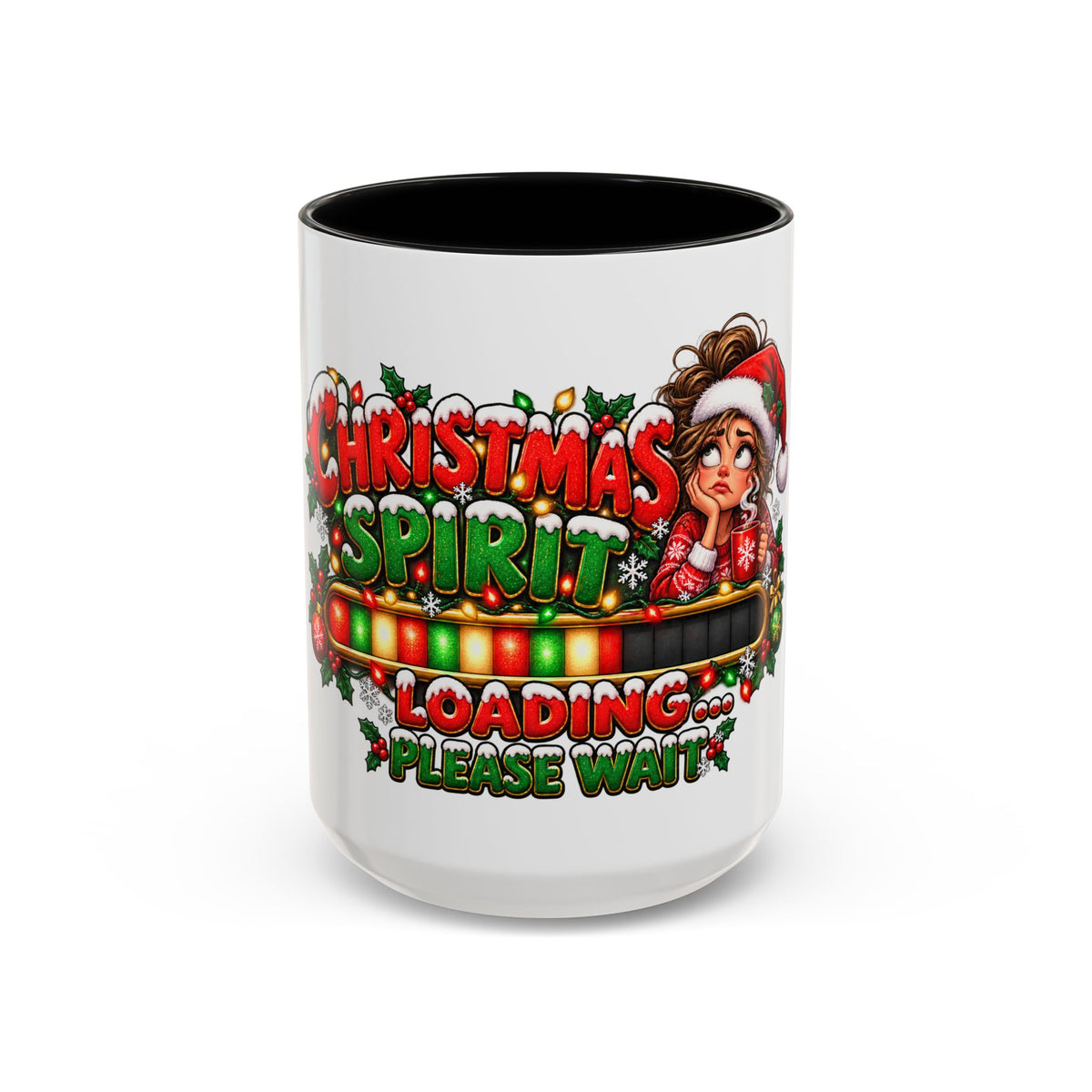 Christmas Spirit Loading Coffee Mug — Funny Holiday Accent Mug (11/15oz)