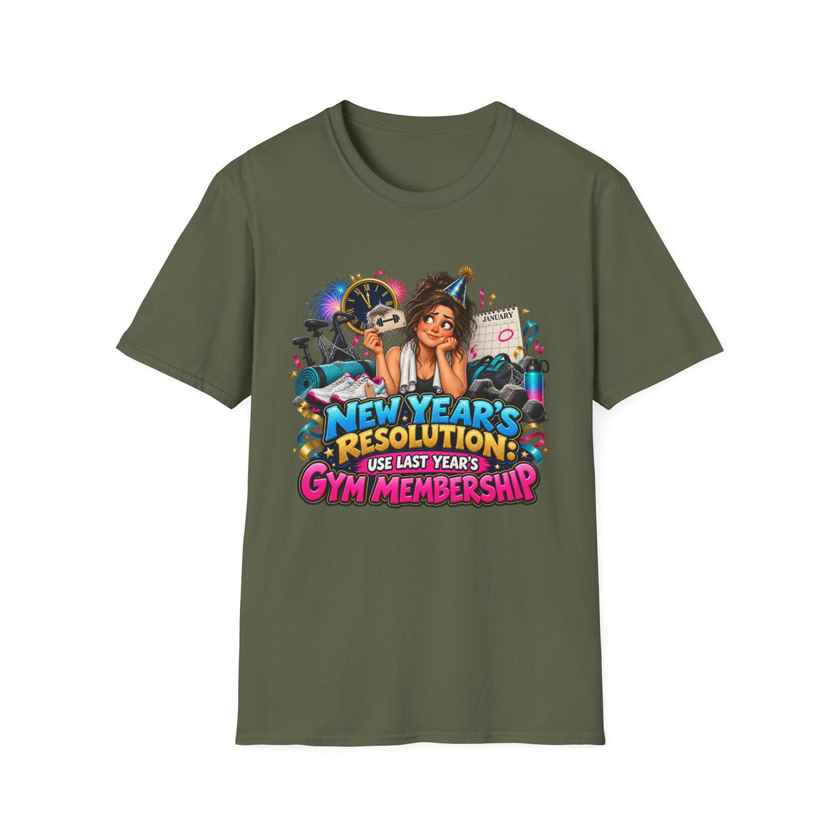 New Year’s Resolution T-Shirt — “Use Last Year’s Gym Membership” Funny Fitness Tee