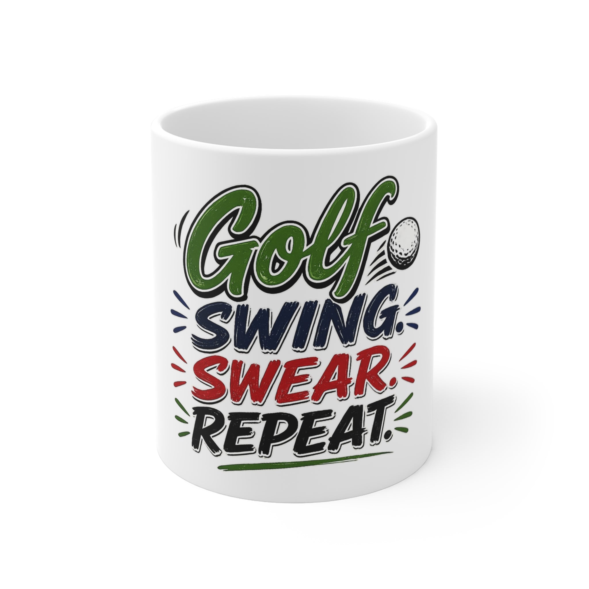 Golf - Swing, Swear, Repeat | Coffee Mug | Funny Golf Coffee Cup