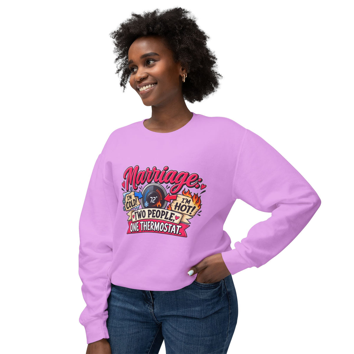 Marriage: Two People, One Thermostat — Sweatshirt — product photo 2 | The ClawMark Store