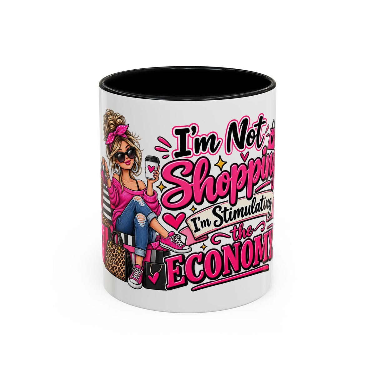 "I'm Not Shopping, I'm Stimulating the Economy" Mug (11oz, 15oz) — product photo 2 | The ClawMark Store
