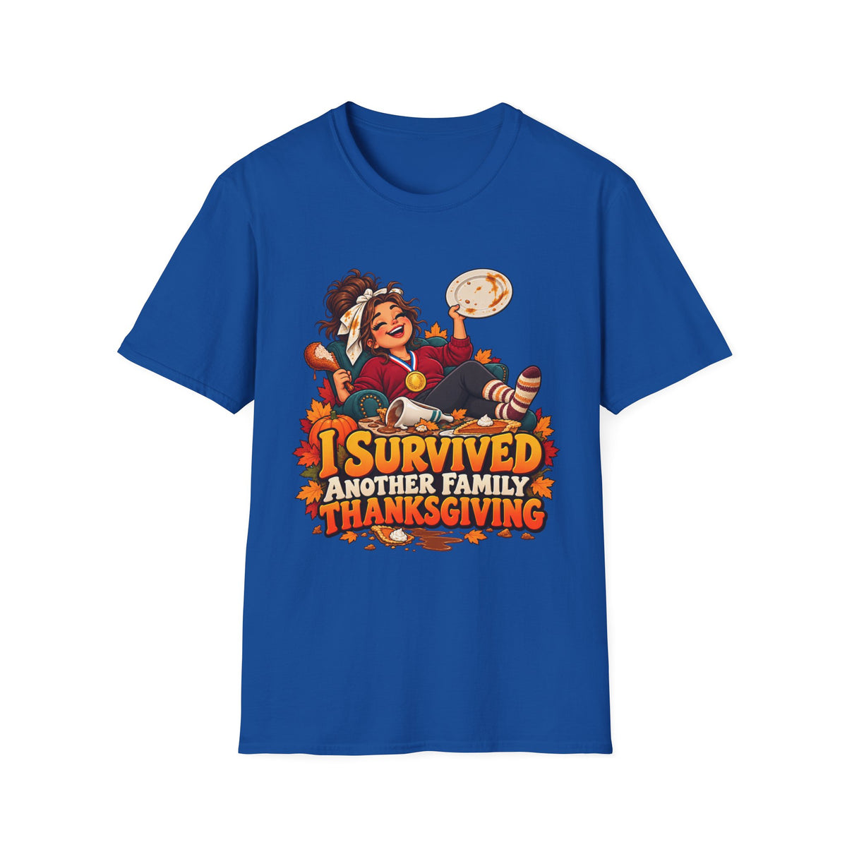 Thanksgiving T-Shirt — “I Survived Another Family Thanksgiving” Funny Holiday Tee