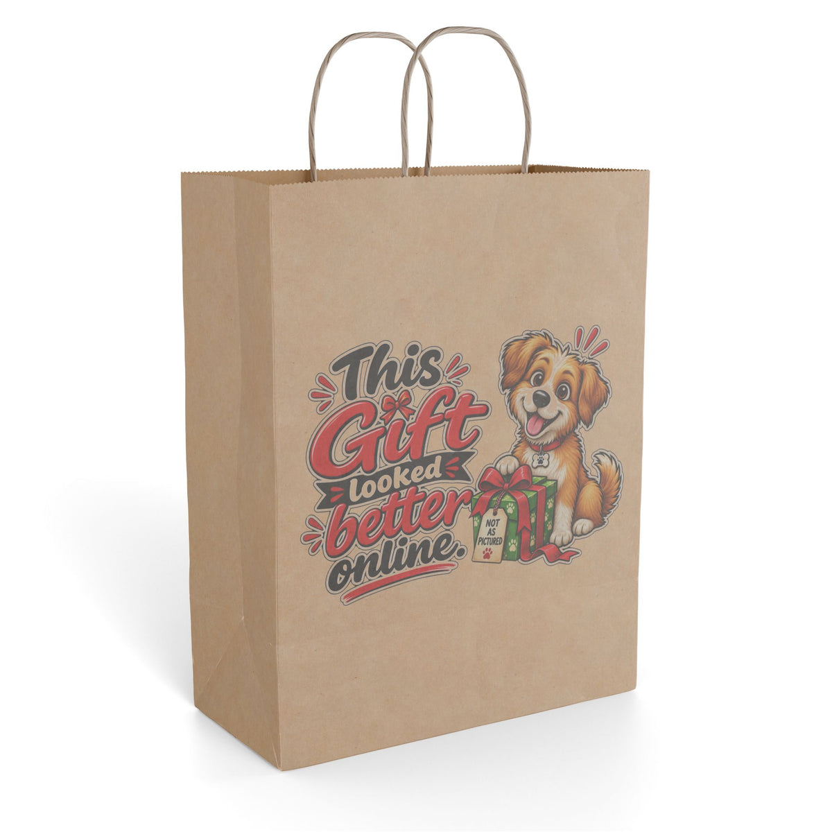 "This Gift Looked Better Online" Gift Bag — 10'' x 13", Kraft, Paper | The ClawMark Store