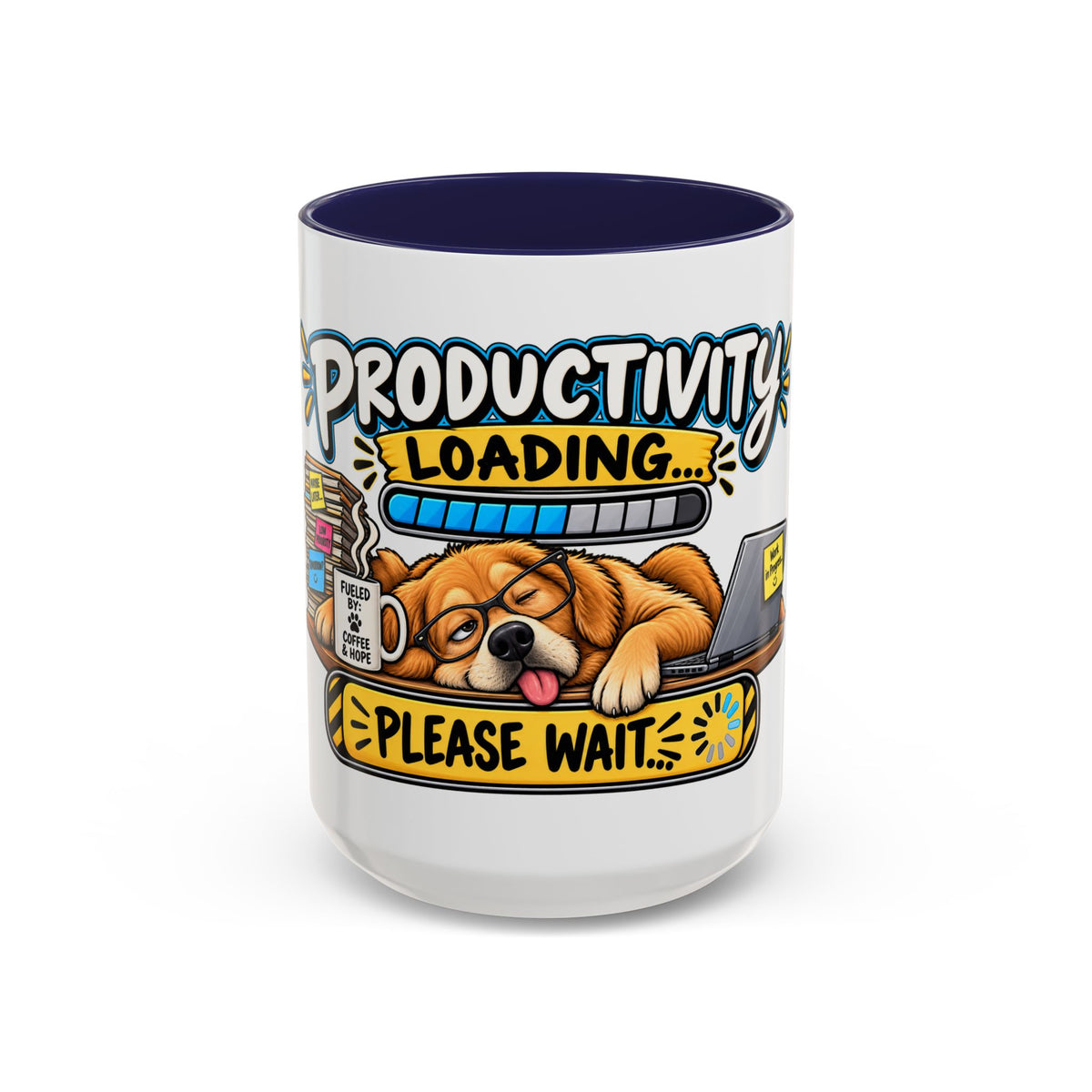 "Productivity Loading... Please Wait" Office Mug (11oz, 15oz) — Navy, 15oz | The ClawMark Store