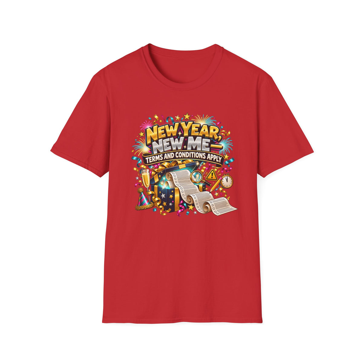 New Year, New Me T-Shirt — "Terms and Conditions Apply" Funny NYE Graphic Tee