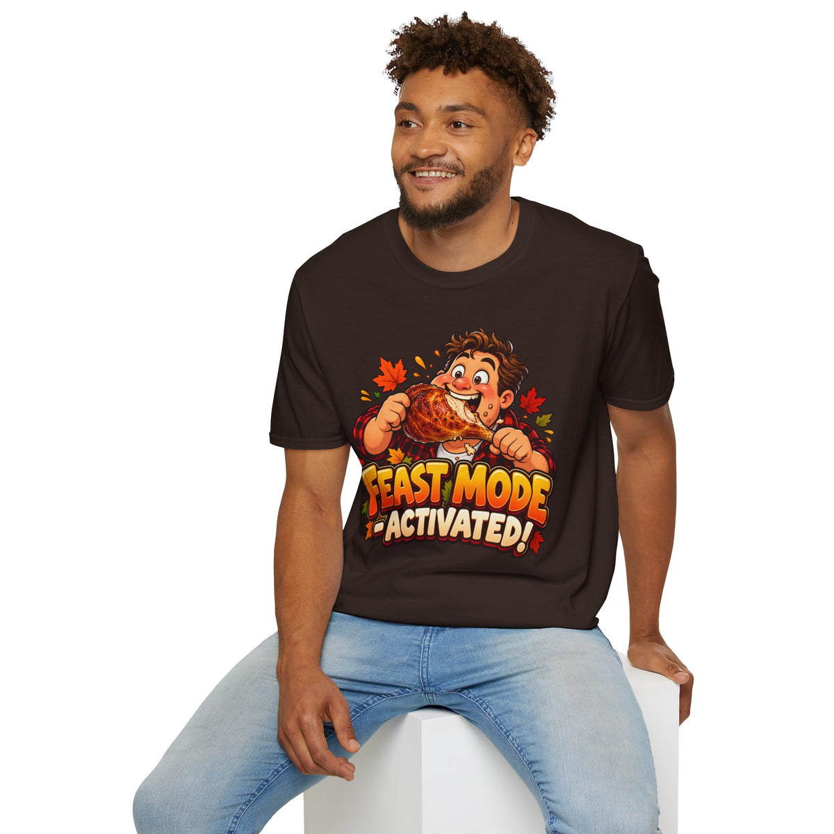 Feast Mode Activated T-Shirt — Funny Thanksgiving Turkey Eating Tee
