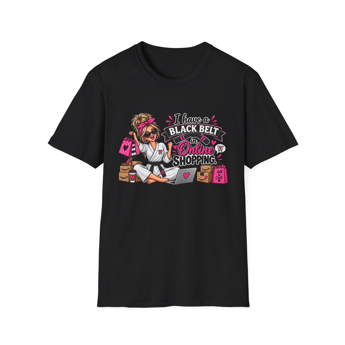 "I Have a Black Belt in Online Shopping" T-Shirt — S, Black | The ClawMark Store
