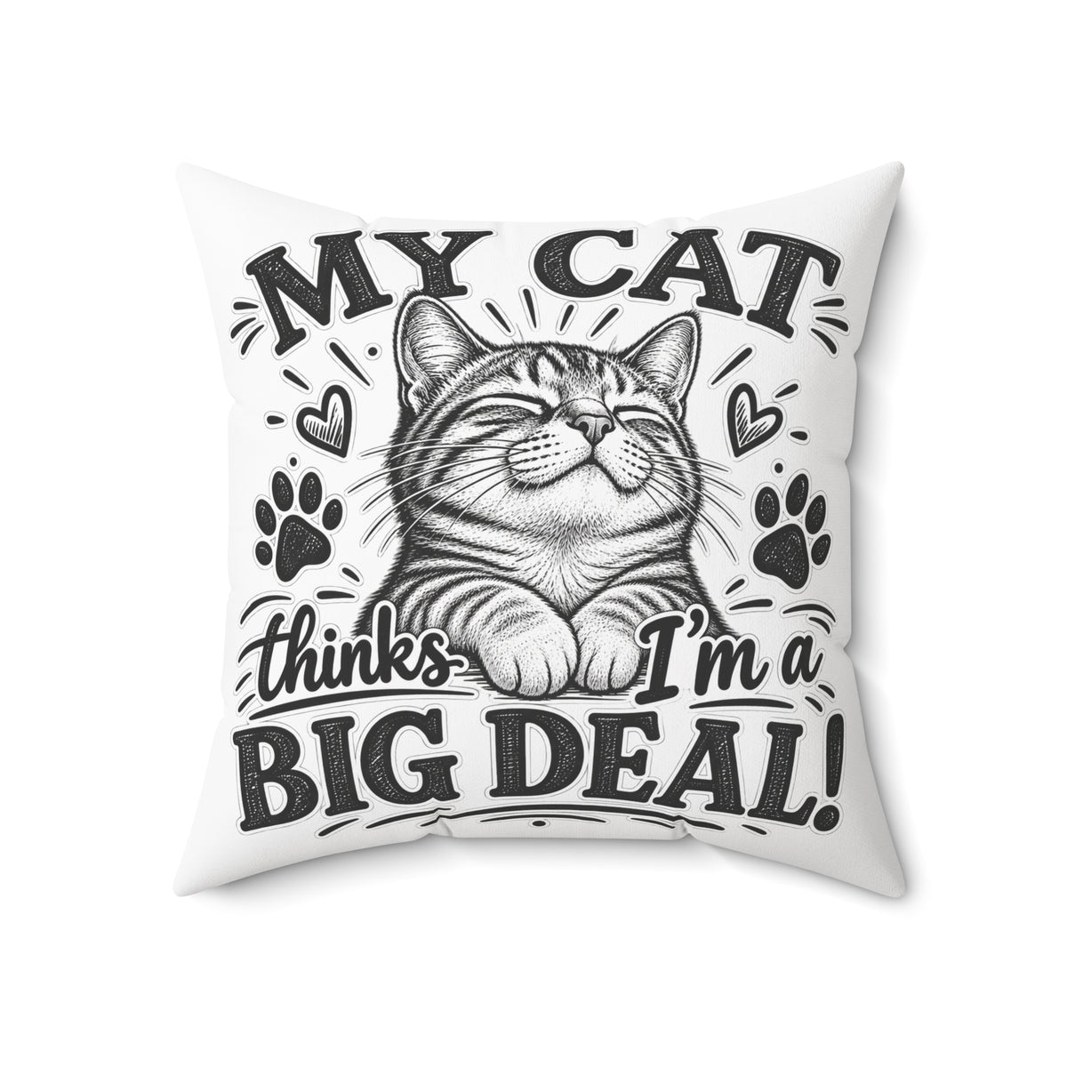 My Cat Thinks I’m a Big Deal — Cute Cat Accent Pillow — 24" × 24" | The ClawMark Store