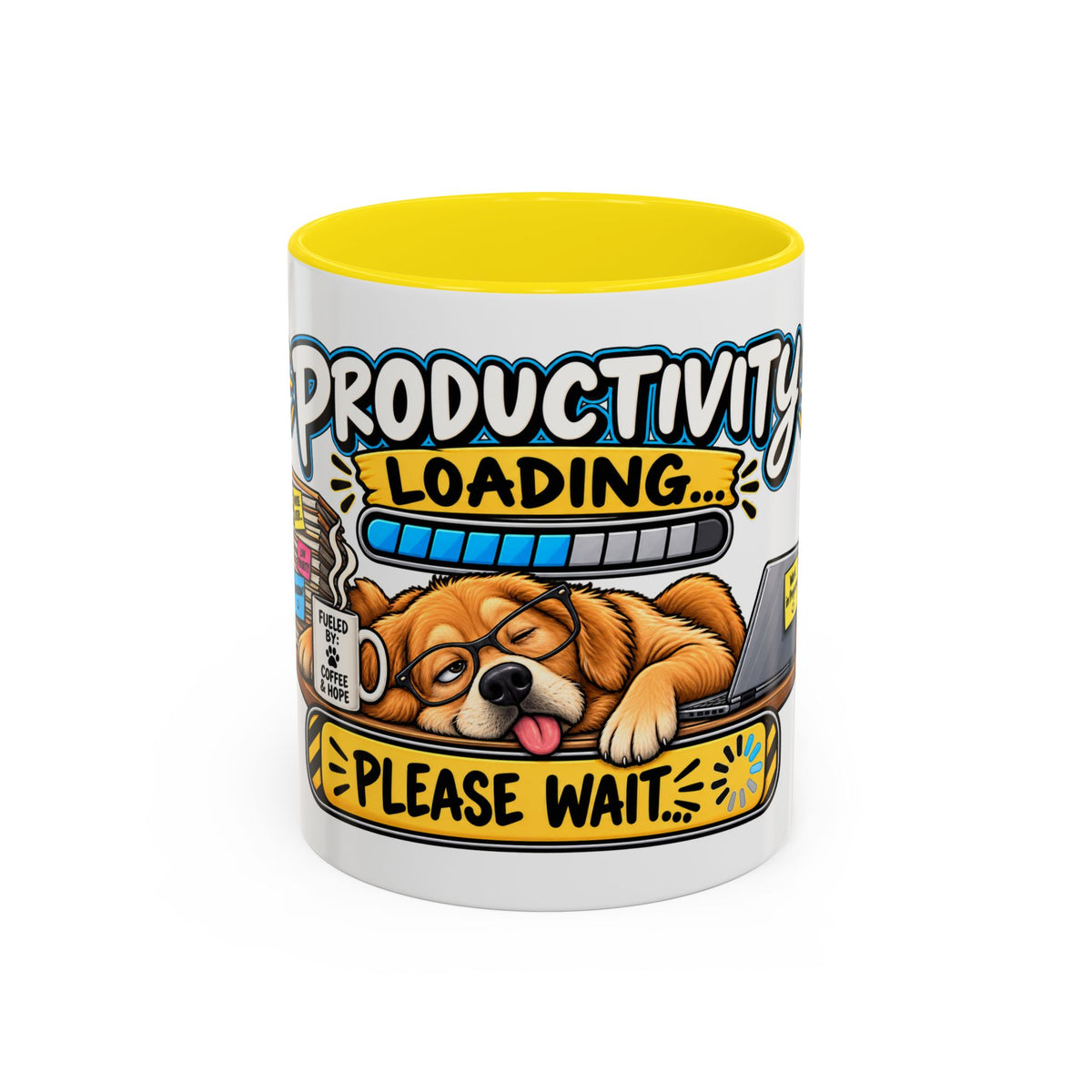 "Productivity Loading... Please Wait" Office Mug (11oz, 15oz) — Yellow, 11oz | The ClawMark Store