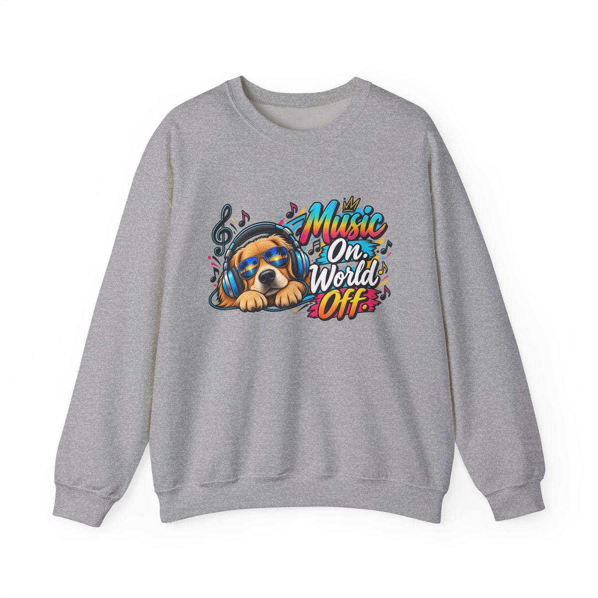 Music On, World Off — Sweatshirt — M, Sport Grey | The ClawMark Store