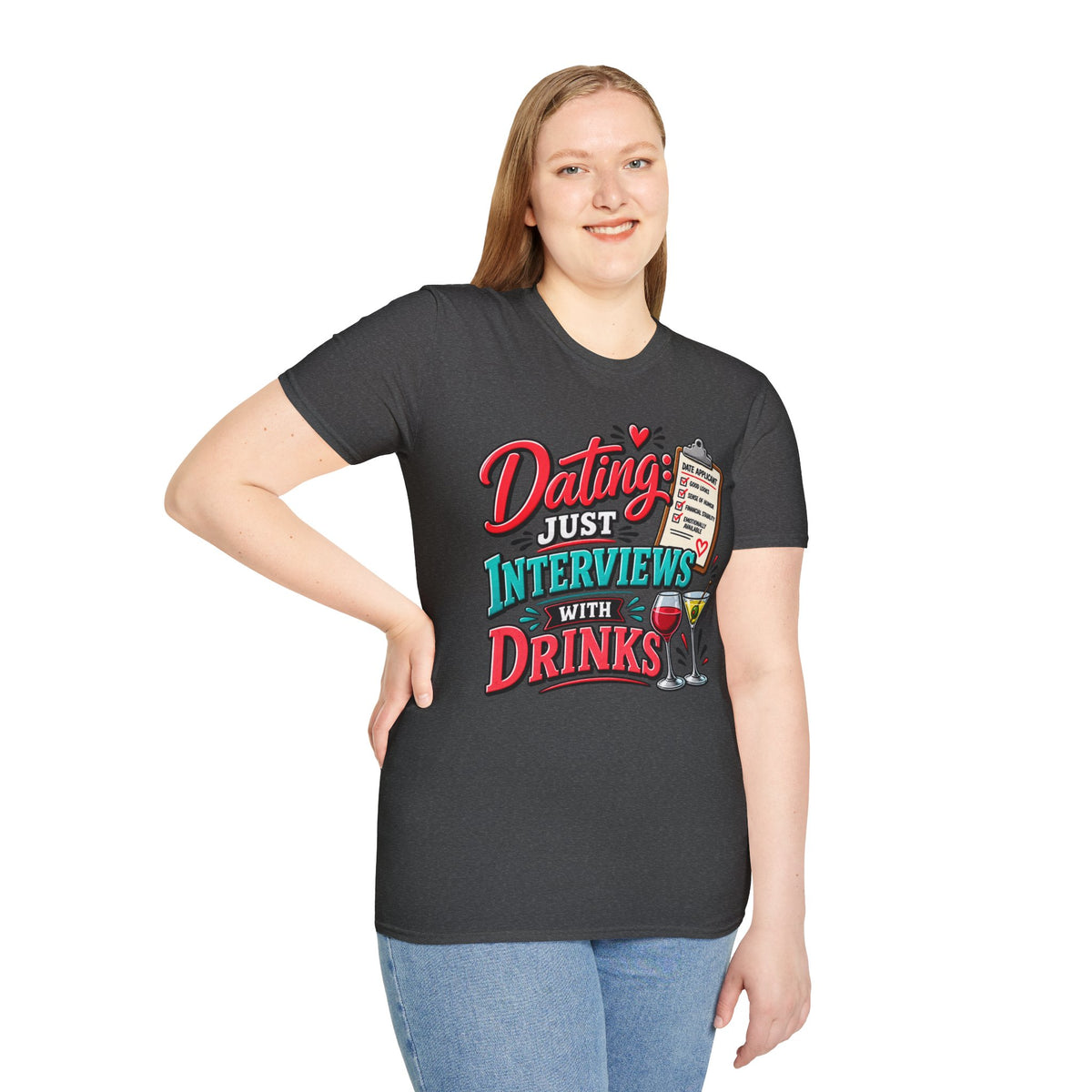 "Dating: Just Interviews with Drinks" T-Shirt — product photo 4 | The ClawMark Store