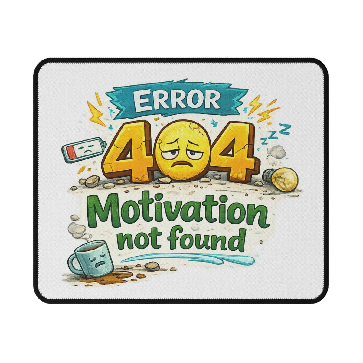 "Error 404: Motivation Not Found" Mouse Pad — 9.5" × 8" | The ClawMark Store