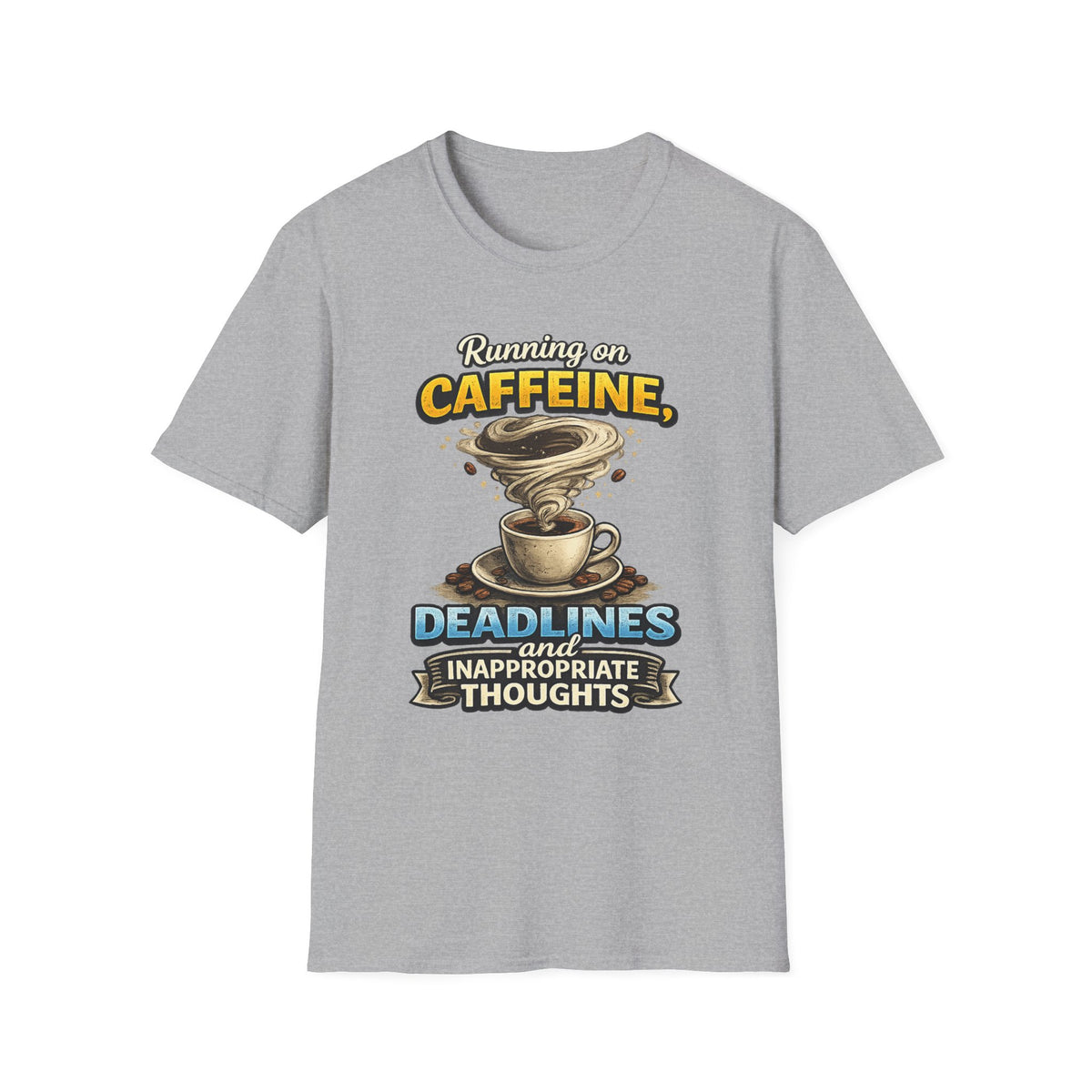 Running on Caffeine — Coffee T-Shirt — S, Sport Grey | The ClawMark Store