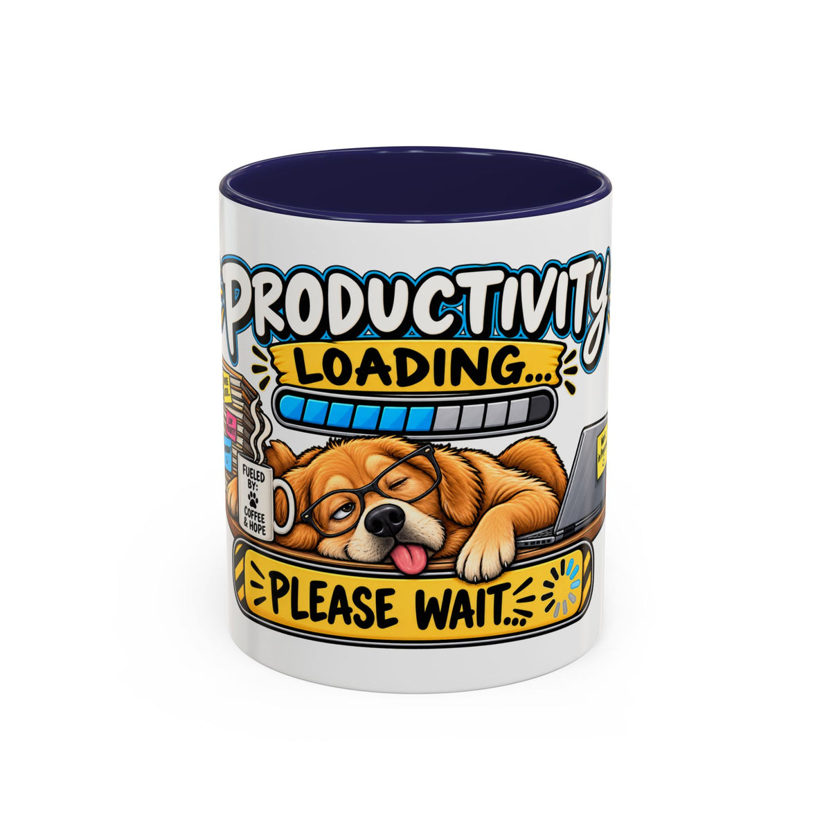 "Productivity Loading... Please Wait" Office Mug (11oz, 15oz) — Navy, 11oz | The ClawMark Store