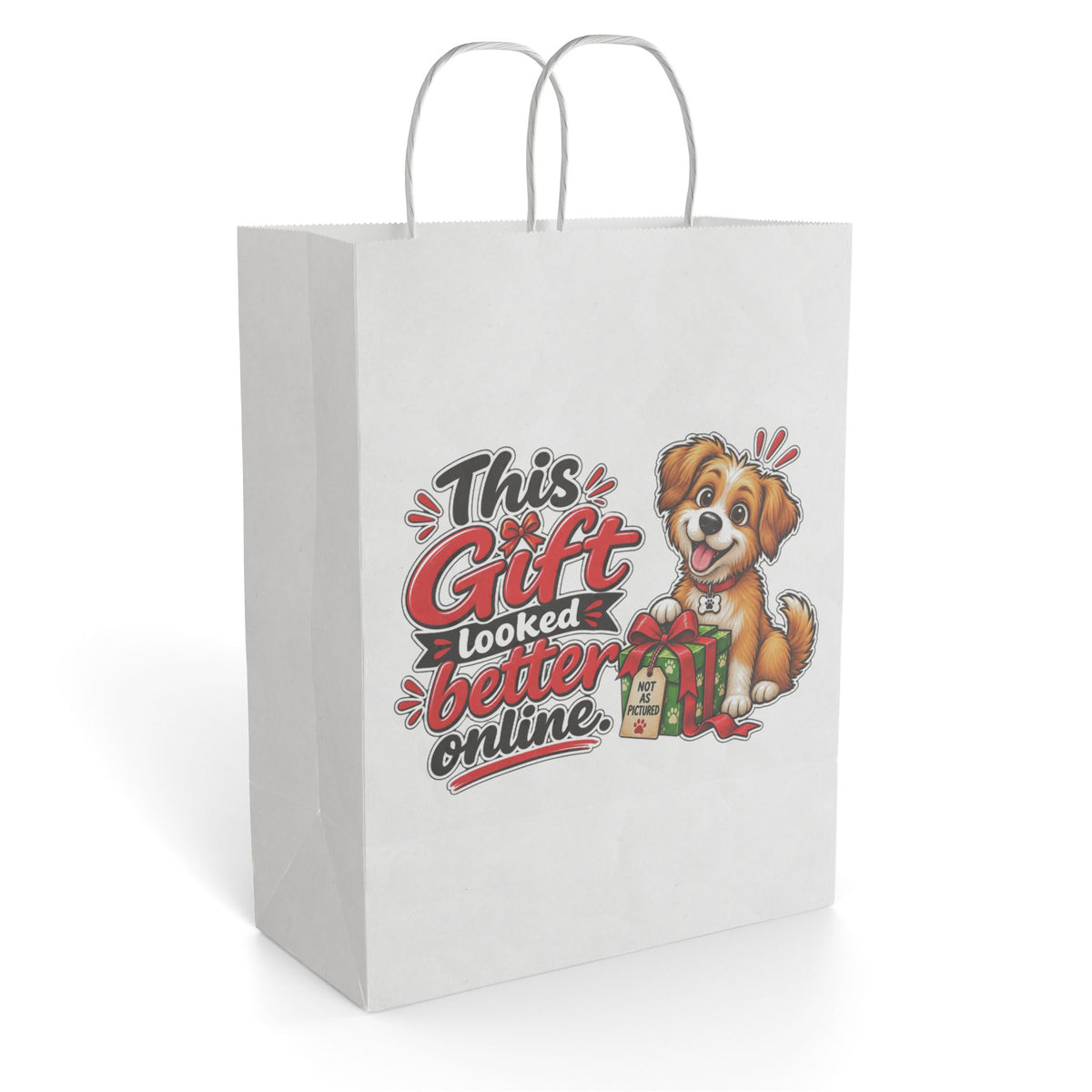 "This Gift Looked Better Online" Gift Bag — 10'' x 13", White, Paper | The ClawMark Store