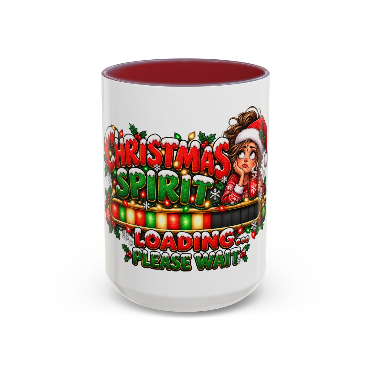 Christmas Spirit Loading Coffee Mug — Funny Holiday Accent Mug (11/15oz)