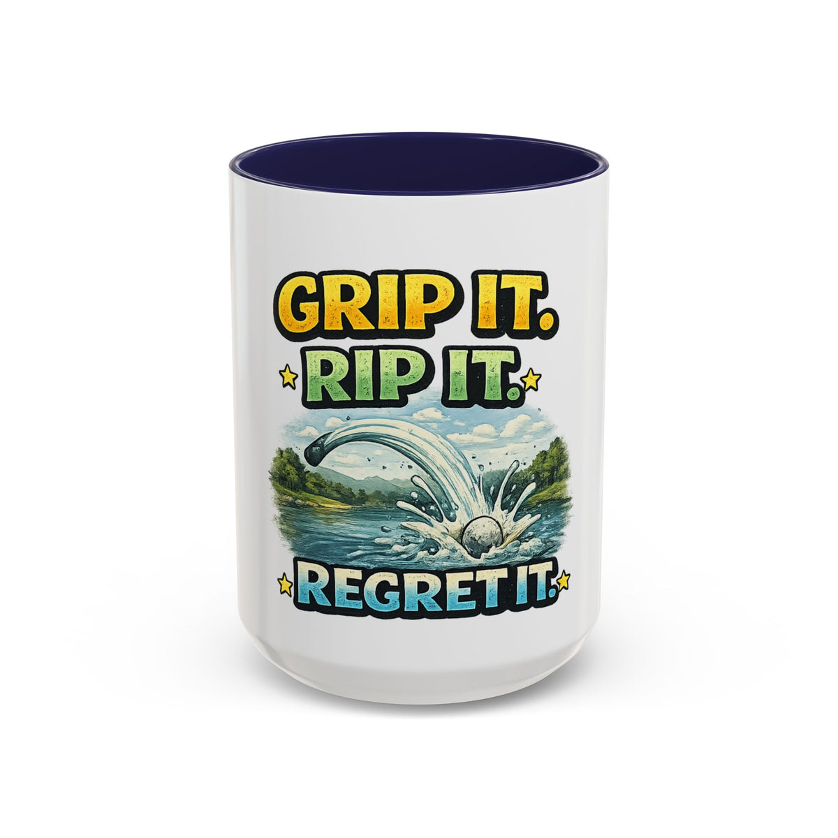 Grip It, Rip It, Regret It — Golf Coffee Mug (11oz, 15oz) — 15oz, Navy | The ClawMark Store