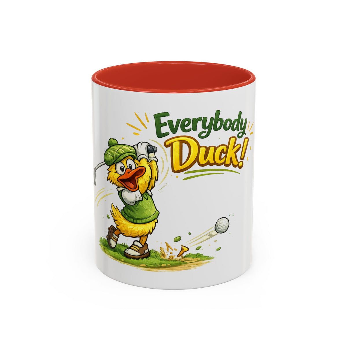 Everybody Duck! Golf Duck Accent Coffee Mug (11/15oz) — 11oz, Red | The ClawMark Store