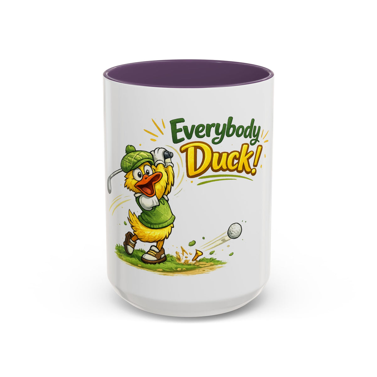 Everybody Duck! Golf Duck Accent Coffee Mug (11/15oz) — 15oz, Purple | The ClawMark Store