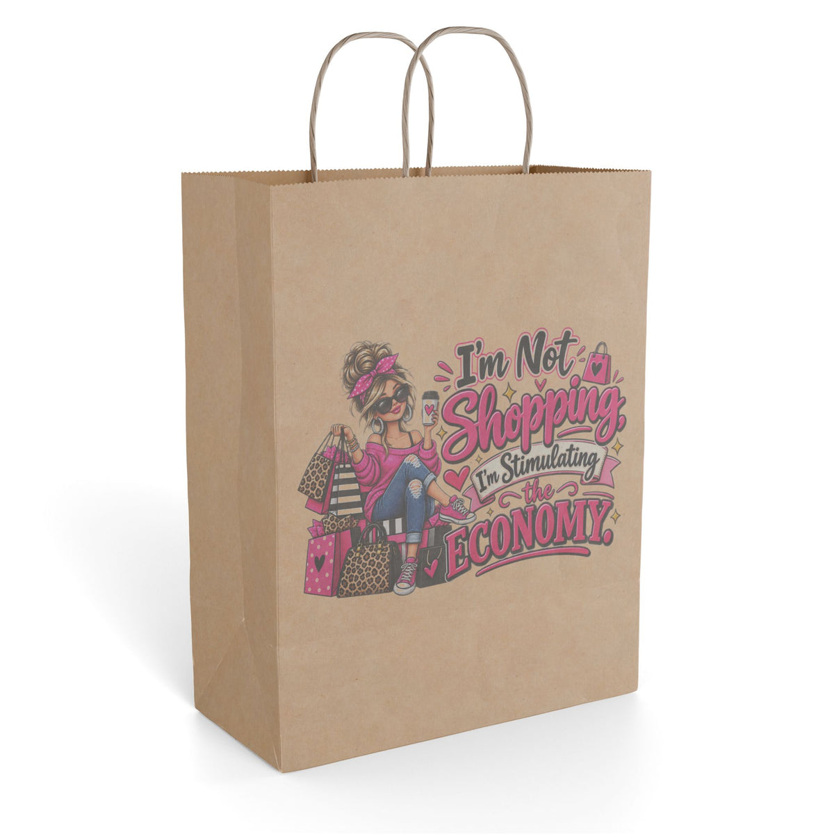 "I'm Not Shopping, I'm Stimulating the Economy" Gift Bag — 10'' x 13", Kraft, Paper | The ClawMark Store