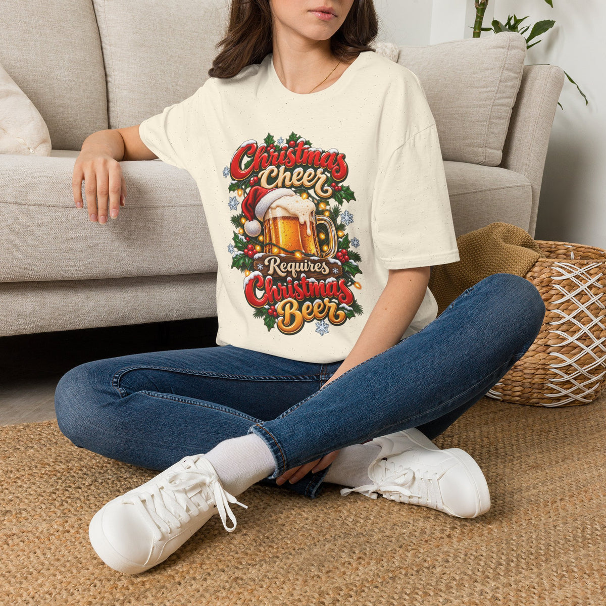 Christmas Beer T-Shirt - "Christmas Cheer Requires Christmas Beer" Holiday Tee