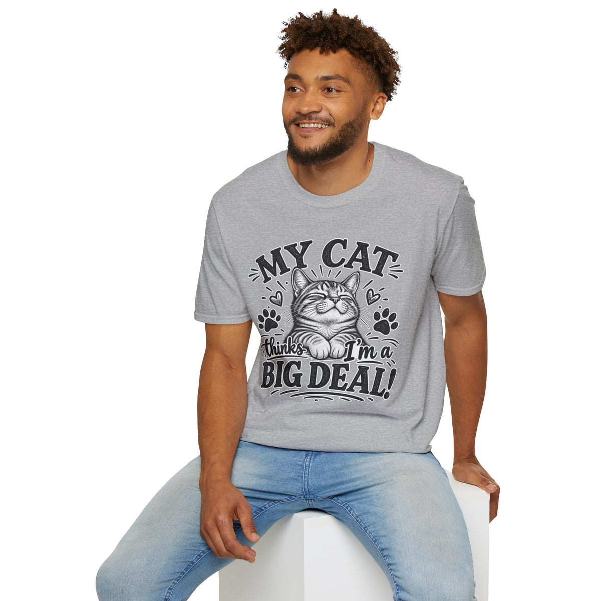"My Cat Thinks I’m a Big Deal" Cat Lover T-Shirt — S, Sport Grey | The ClawMark Store