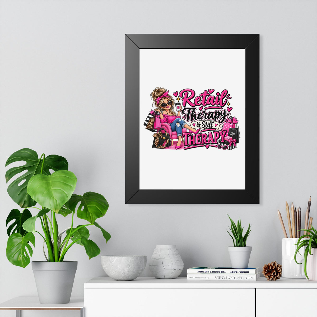 "Retail Therapy Is Still Therapy" Framed Poster — product photo 1 | The ClawMark Store