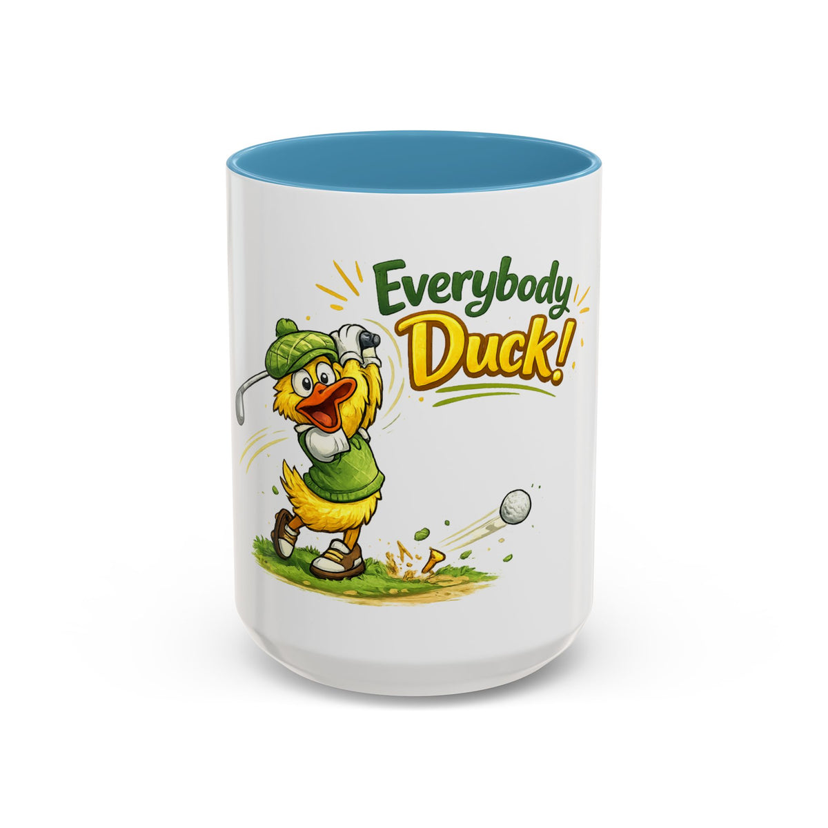 Everybody Duck! Golf Duck Accent Coffee Mug (11/15oz) — 15oz, Light Blue | The ClawMark Store