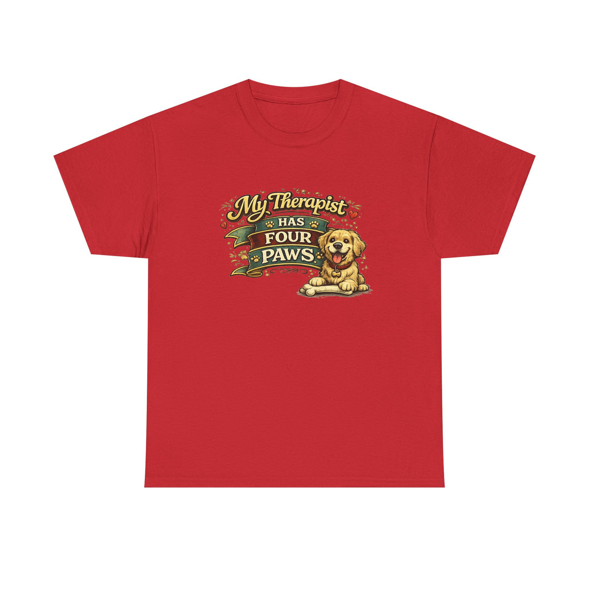 My Therapist Has Four Paws — T-Shirt — Red, S | The ClawMark Store