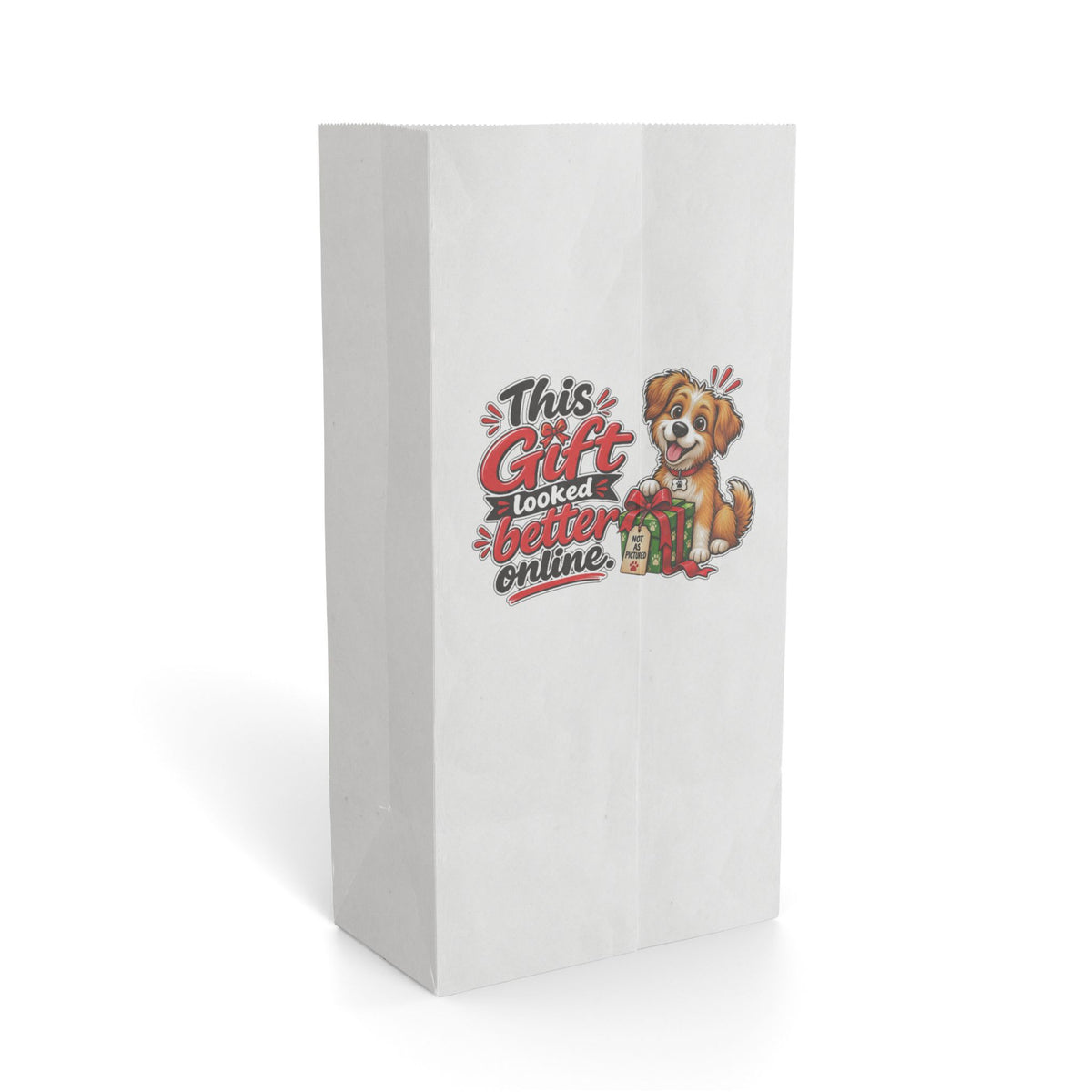 "This Gift Looked Better Online" Gift Bag — 6.25'' x 12.5", White, Paper | The ClawMark Store