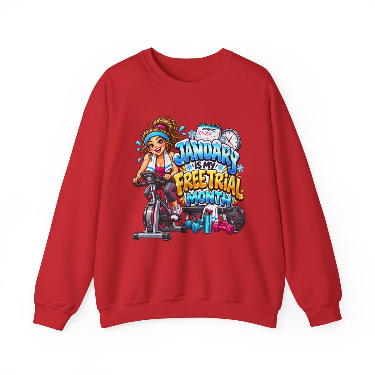January Is My Free Trial Month Sweatshirt - Cute Spinning Bike Fitness Crewneck