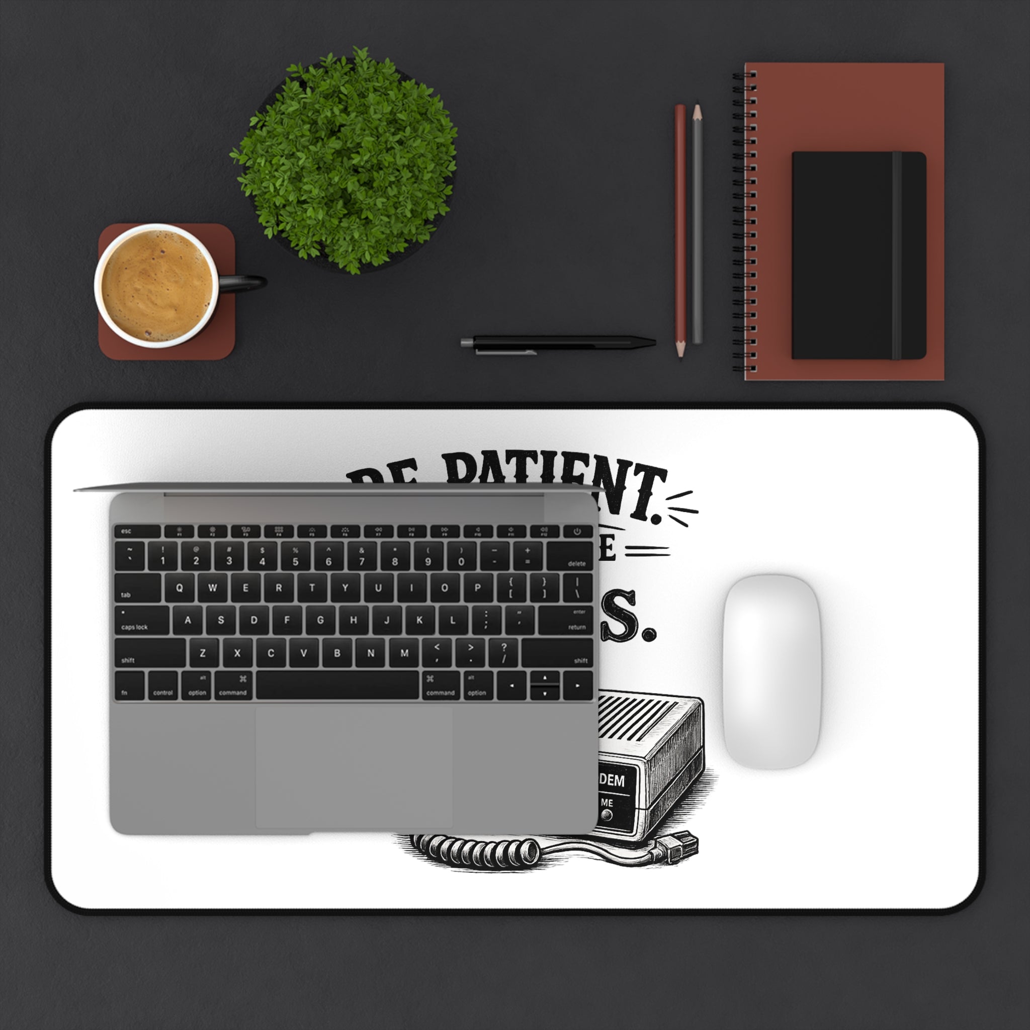 Be Patient I'm From the 1900s | Desk Mat | Retro Modem Floppy Illustration